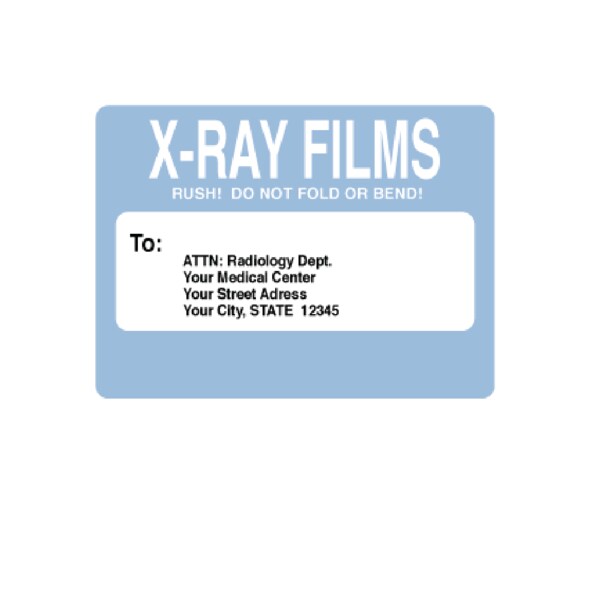 Nevs Return X-Ray Films w/Your Med. Cntr 2-15/16"x3-1/2" Whitew/Blue&Black PR-2-B - main